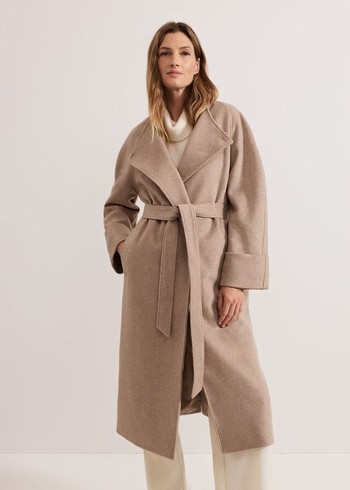 Phase Eight Aoife Collarless Wool Wrap Coats Grey Canada | BMNLAR-576